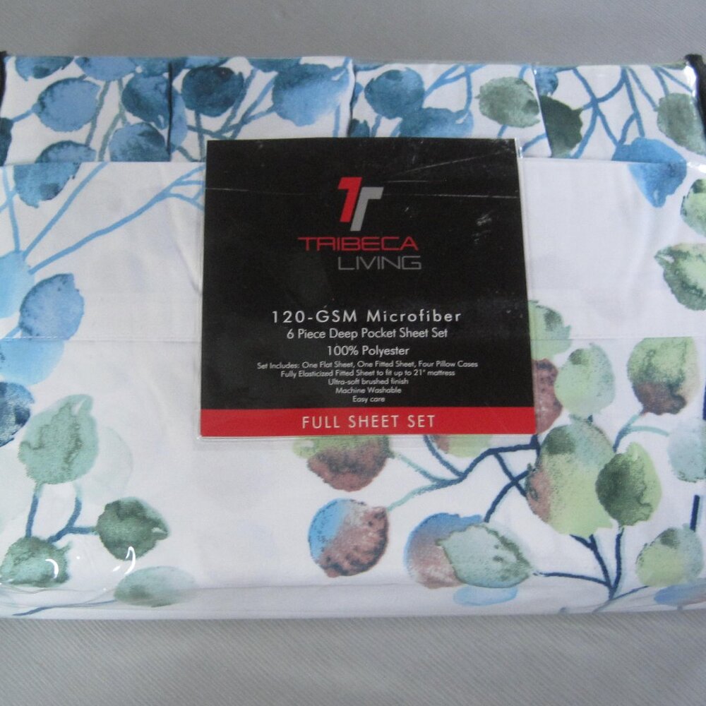 Tribeca Living Microfiber deep pocket 6 piece Sheet Set Full Multicolor Leaves